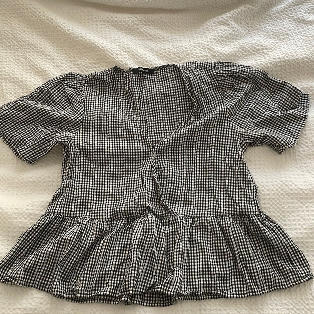 Madewell Gingham Cross Front Top